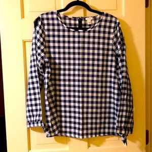 J.Crew NWOT Blue and White Gingham Long-Sleeved Shirt medium